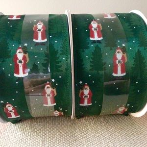 2 Rolls Santa Claus Satin Wired Ribbon